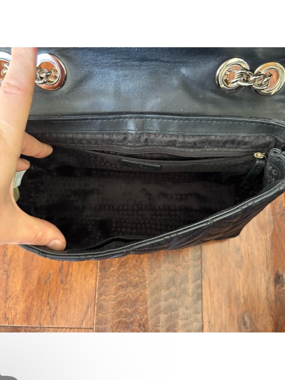 kate spade Briar Lane Quilted Emelyn Shoulder Bag in Black with Gold Chain EUC - Picture 11 of 13